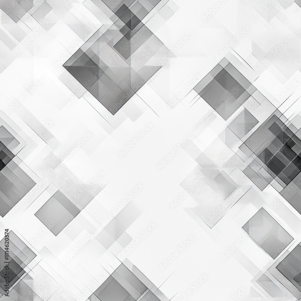 Poster Modern abstract design featuring transparent squares creating a dynamic visual pattern on a light background