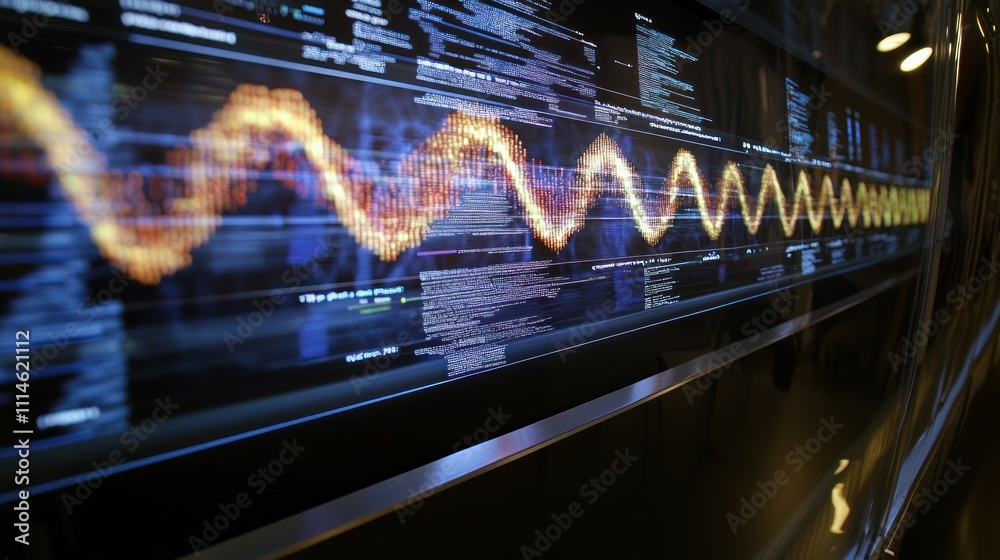 Poster A Digital Wave Pattern Displayed on a Dark Screen