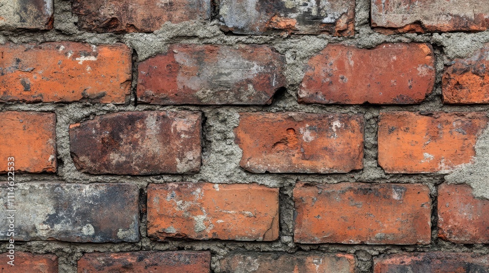 Poster Worn red brick wall texture creating a seamless backdrop ideal for various design projects and artistic applications
