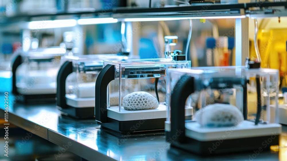 Poster 3D Printed Objects Under Bright Lights in a Laboratory