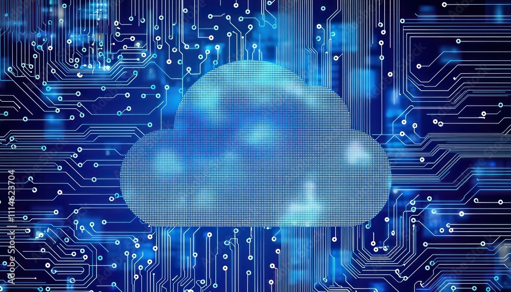 Poster abstract cloud symbol on a circuit board
