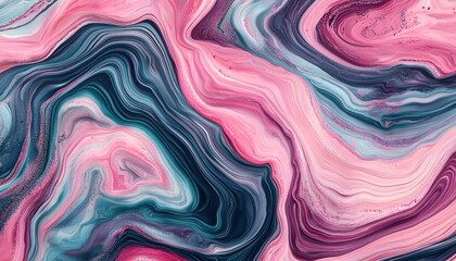 Obraz premium Abstract Swirling Pattern with Pink, Blue, and Black Hues