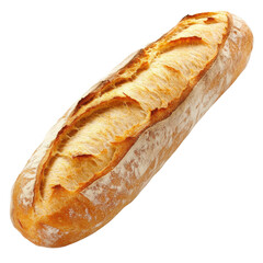 A perfect baguette, with a crisp, golden-brown crust isolated on transparent background