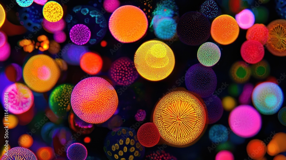Aufkleber a close-up of vibrantly colored spheres with intricate patterns