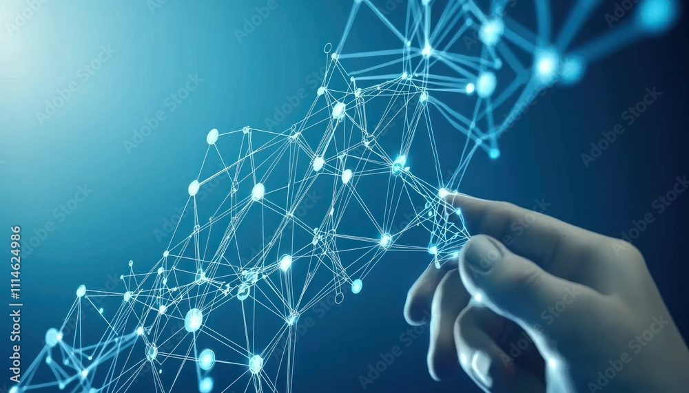 Poster Hand Interacting with a Digital Network of Connected Nodes