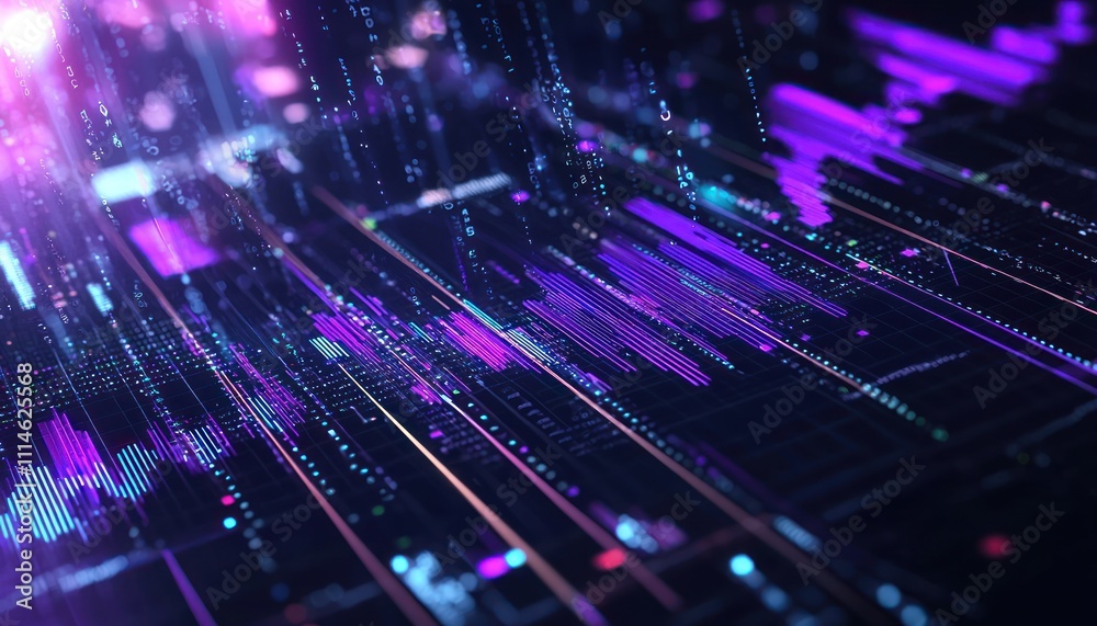 Poster Abstract Digital Interface with Glowing Lines and Data Streams
