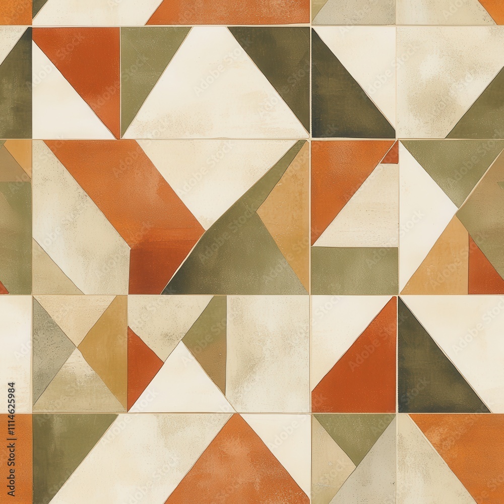 Aufkleber Earthy triangle pattern in warm tones, ideal for interior design and textile applications in modern decor styles