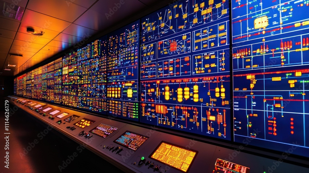 Poster Control Room with Large Array of Illuminated Displays