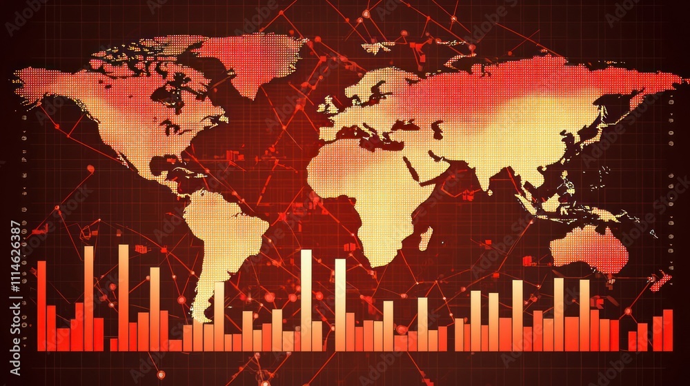 Poster Global Data Visualization with World Map and Bar Charts