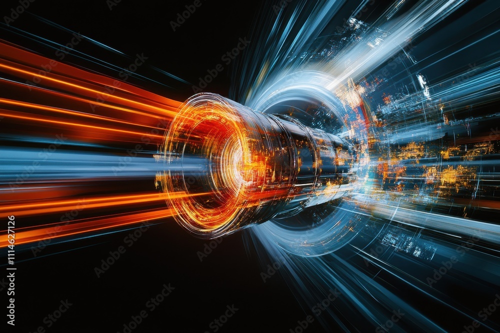 Poster a stunning double exposure of a futuristic machine showcasing vibrant energy flows and intricate det