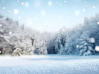 Fototapeta premium snow covered trees landscape background blurred 