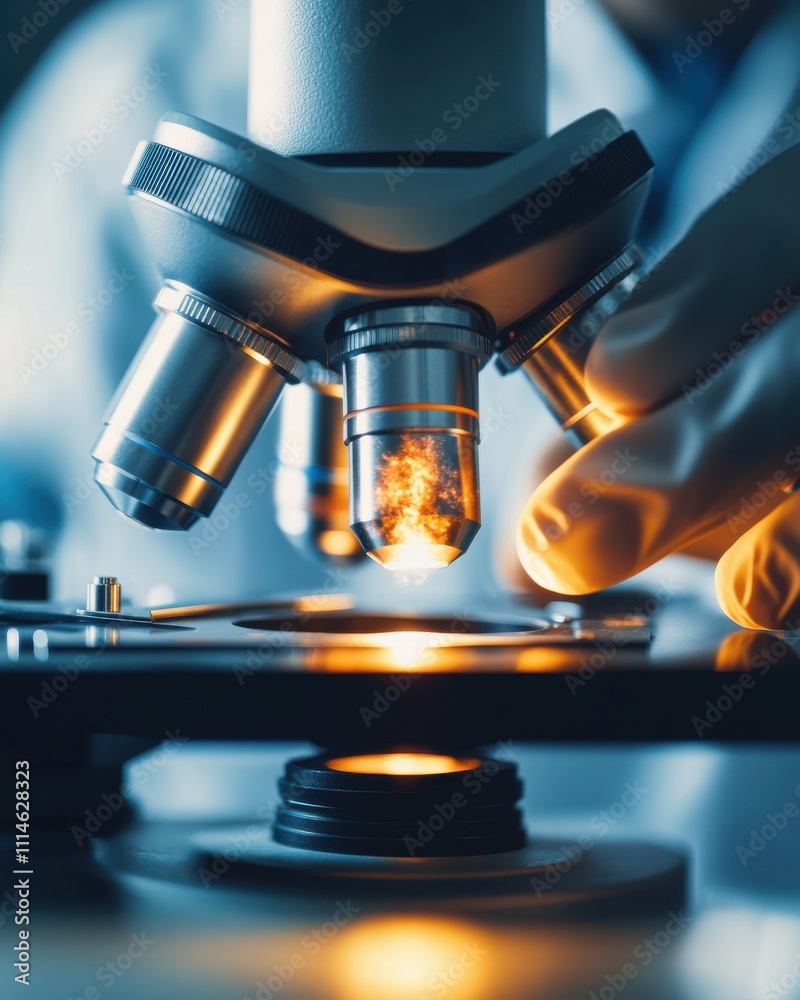 Aufkleber a researcher carefully adjusts a microscope during a laboratory experiment in a modern science facil