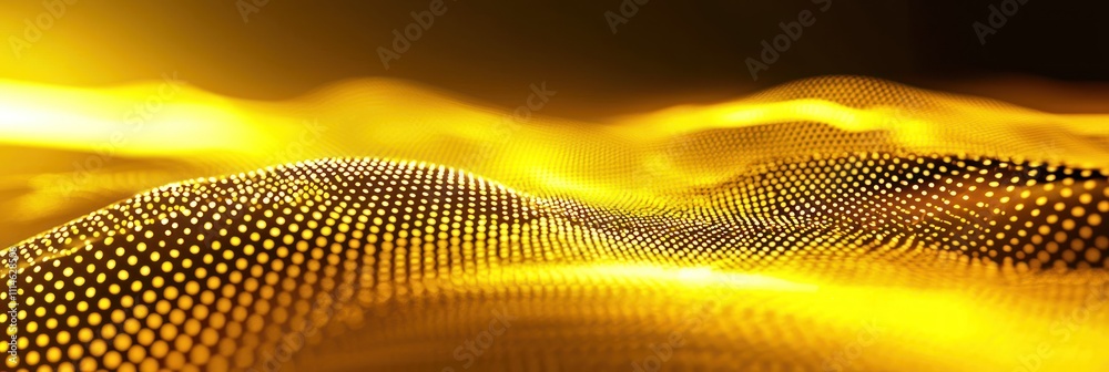 Poster abstract golden dotted surface with a wavy pattern