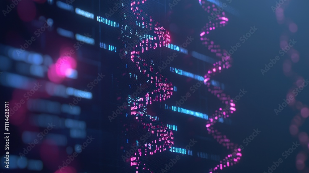 Aufkleber abstract digital data visualization with pink and blue glowing lines
