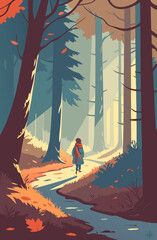 women walking in forest in autumn exploring nature