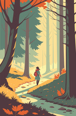 women walking in forest in autumn exploring nature