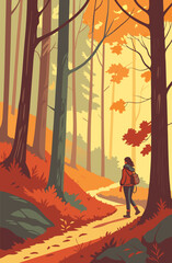 women walking in forest in autumn exploring nature