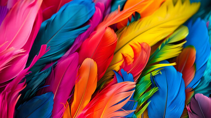 a vibrant display of ethical values reflected in colorful feathers - trust and leadership symbolized. generative ai