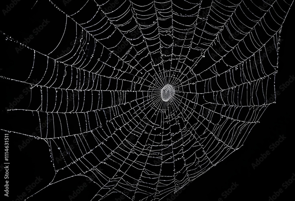 Wall mural A detailed spider web with intricate patterns against a dark background