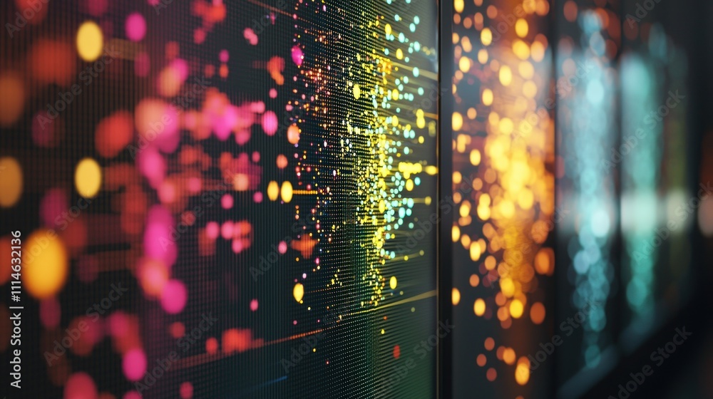 Poster Abstract Close-Up of a Grid Displaying Colorful Lights