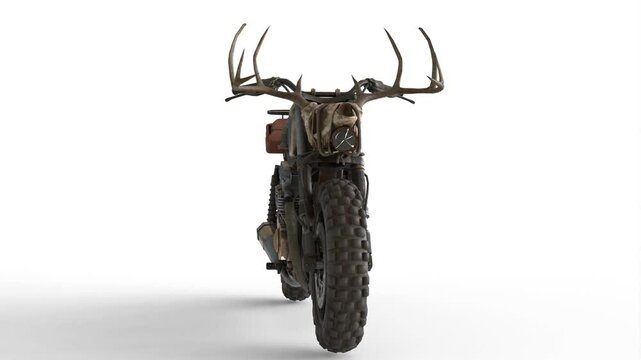 post apo motorcycle with white background