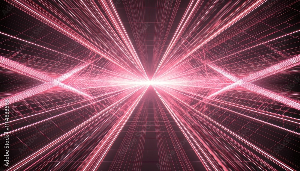 Poster abstract pink and white light streaks forming a grid pattern