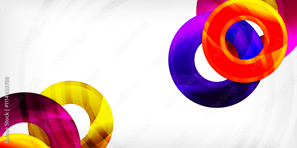 Poster bright colorful circles with light effects. abstract background