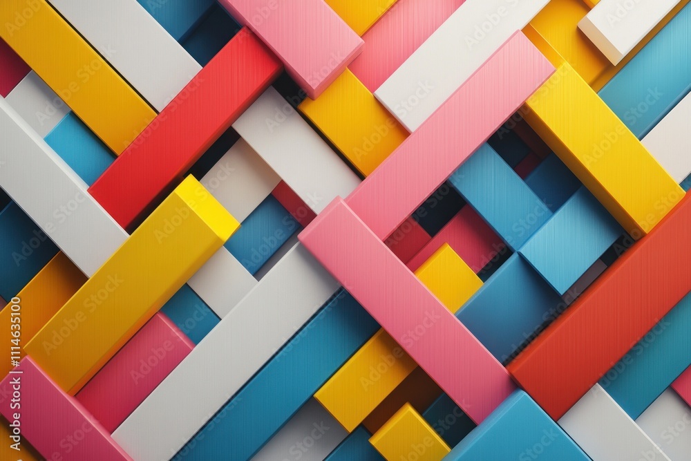 Poster Abstract Colorful Interlocking Rectangular Pattern Design