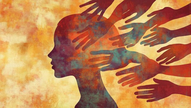 Domestic violence, hand hits face of abused woman, international awareness month for victims and survivors