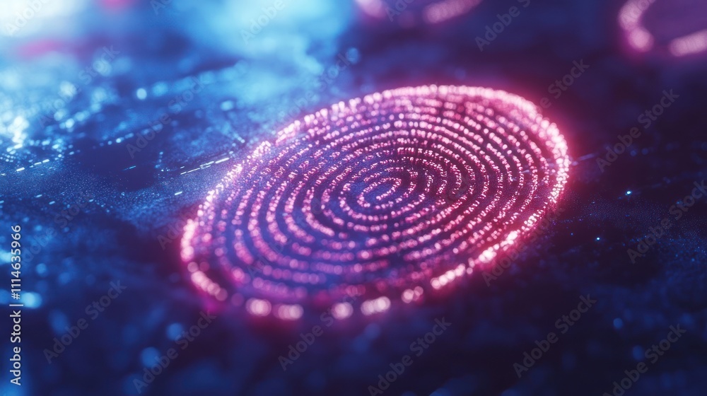 Poster Glowing Fingerprint Digital Identity Authentication System