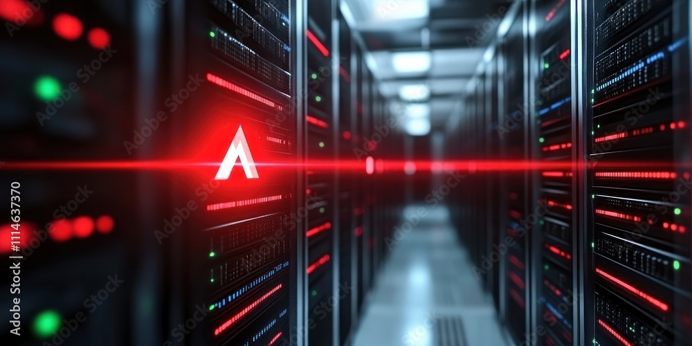 Poster red alert server room data center warning