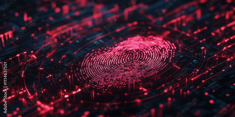 Aufkleber Digital Fingerprint Illuminated Within Circuitry Network