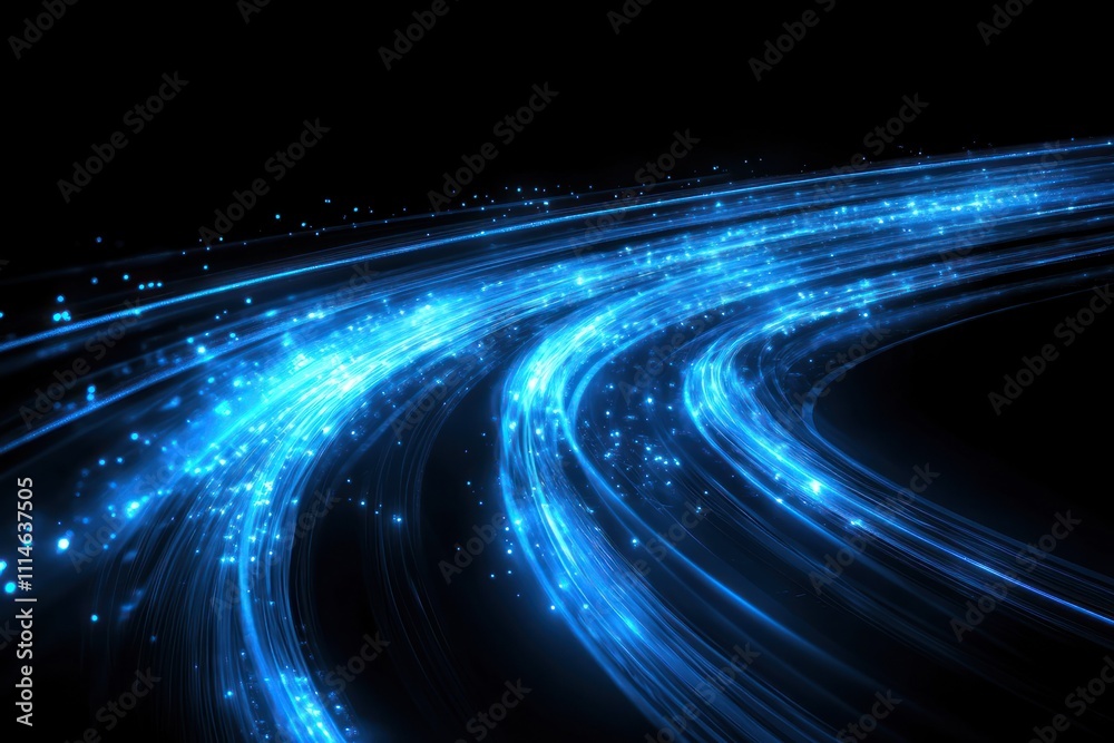 Poster Abstract Blue Light Trails Curve Dynamically