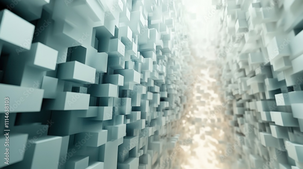 Poster abstract cube formation creates a light filled corridor