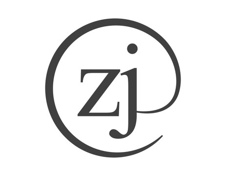 ZJ logo from two letter with circle shape email sign style. Z and J round logotype of business company