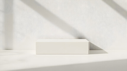 Obraz premium Minimalist White Rectangular Shoe Box on White Background with Matte Finish for Footwear Storage and Gifting
