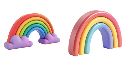Obraz premium 3d render rainbow isolated on transparent background Cartoon Illustration in plastic style