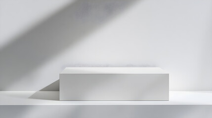 Obraz premium Minimalist White Rectangular Shoe Box on White Background with Matte Finish for Footwear Storage and Gifting