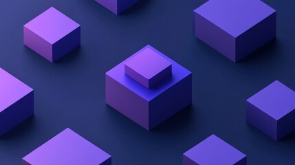 Obraz premium Abstract 3D rendering of purple cubes on a dark background.