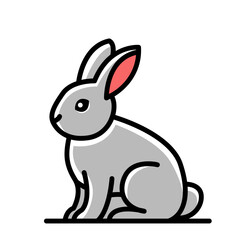 Obraz premium cute bunny or rabbit in linear style for coloring. flat vector illustration on white background