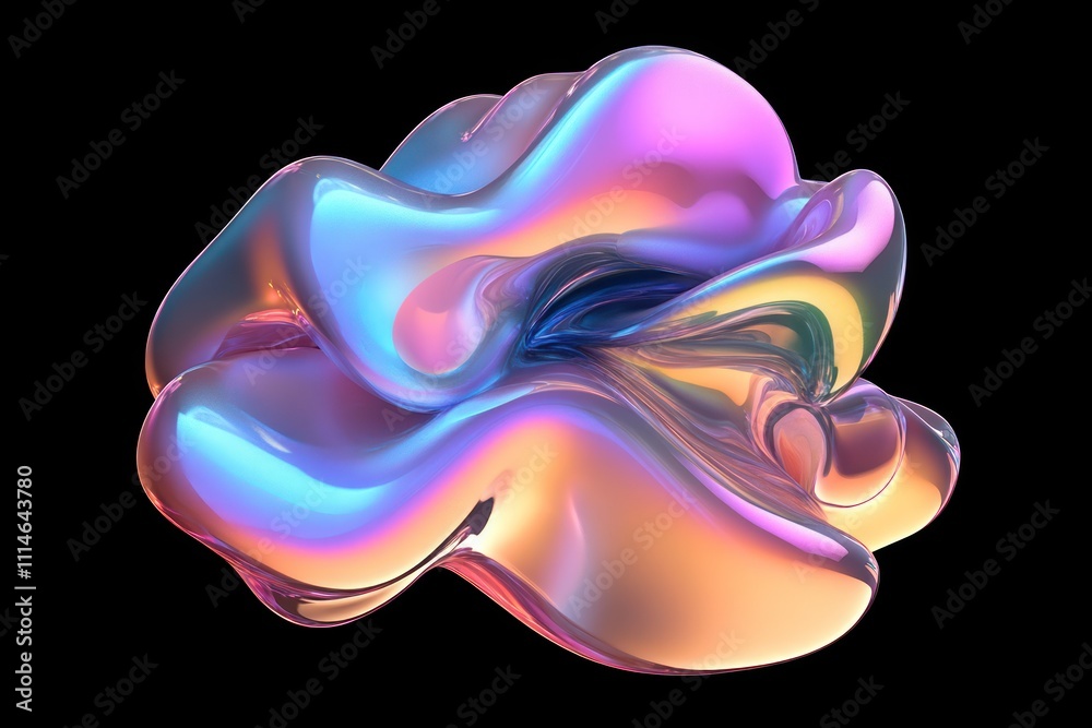 Poster abstract iridescent blob digital art design
