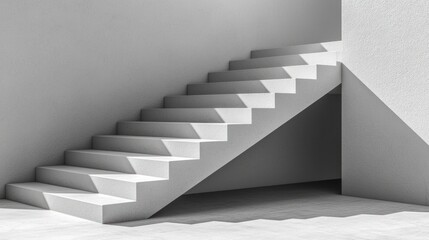 Obraz premium Modern Minimalist Staircase Architecture: A Study in Light and Shadow