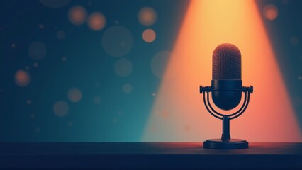 Stylish microphone spotlighted for an educational webinar live stream invitation