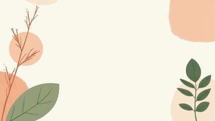 Obraz premium Serene Peach and Olive Patterns on White Background: Minimalist Design