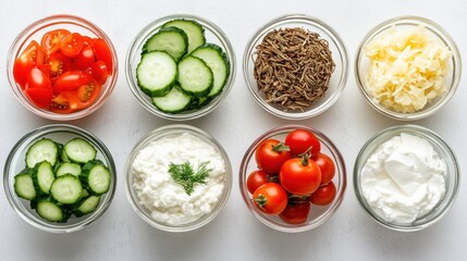 Healthy Ingredients Arranged In Small Glass Bowls