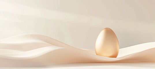 Elegant Minimalist Easter Card with Golden Egg and Soft Shadows for Luxurious Design