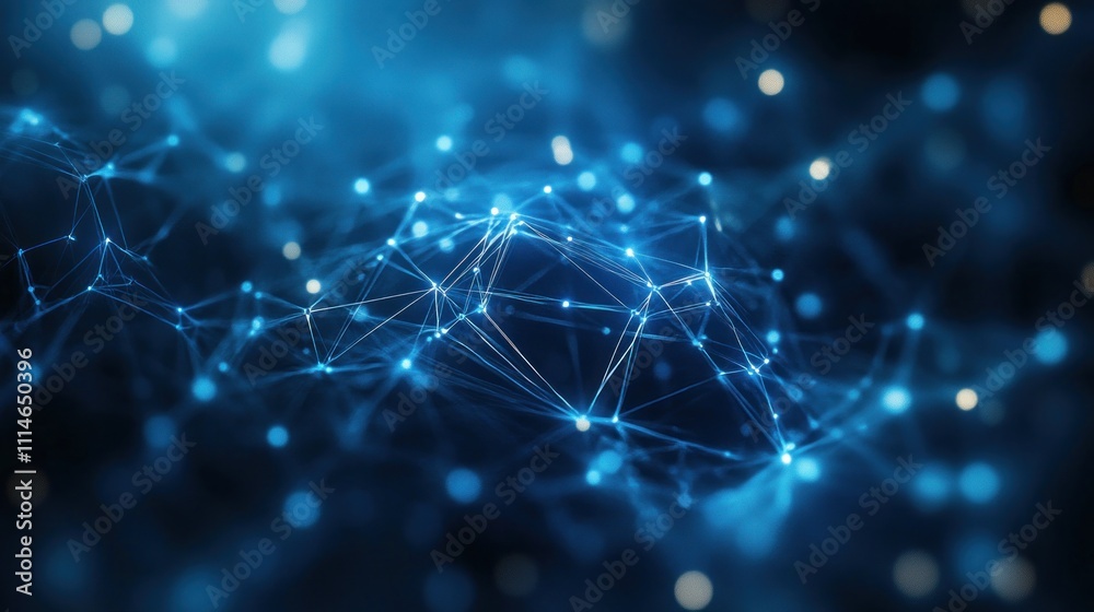 Poster abstract blue network digital connections pattern