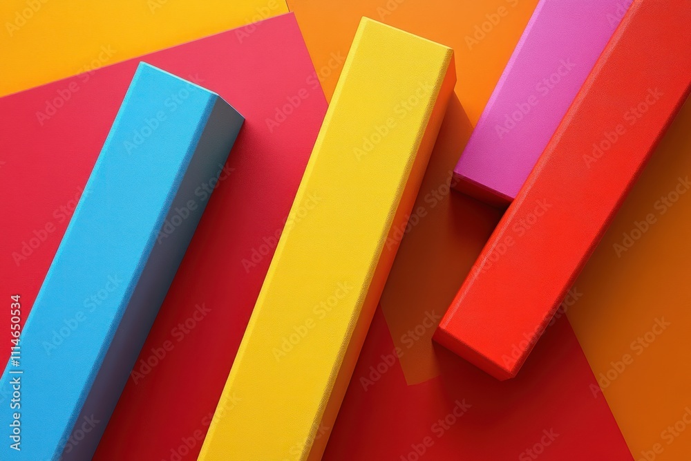 Poster colorful blocks arranged on a vibrant background