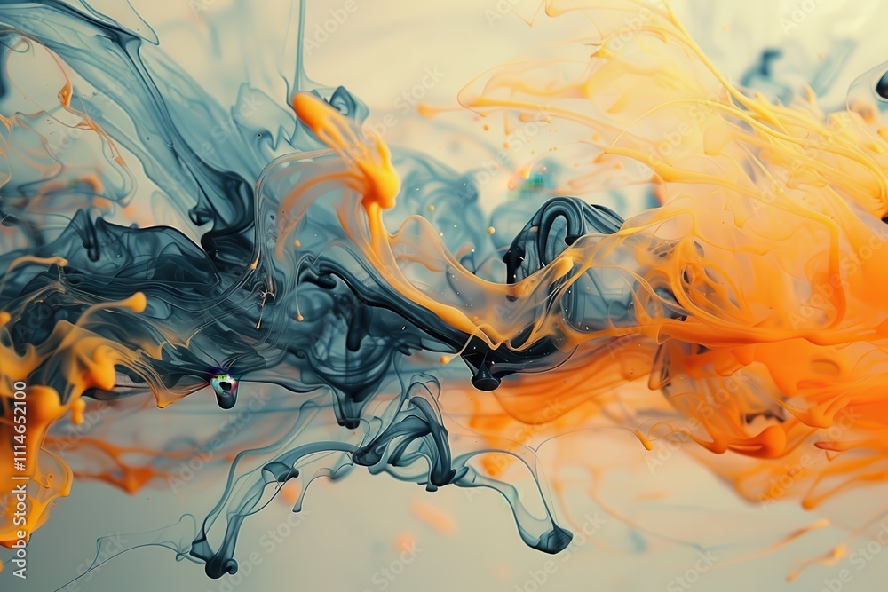 Aufkleber colorful swirls of blue and orange liquid create an abstract art piece with fluid movement and dynam