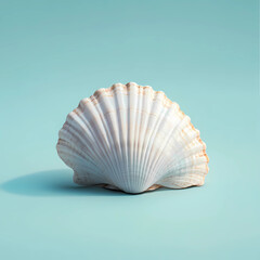 Seashell on a Pale Blue Background: Coastal Theme Photography